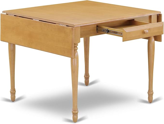 East West Furniture MZAN5-OAK-W 5 Piece Modern Dining Table Set Includes a Rectangle Wooden Table with Dropleaf and 4 Dining Room Chairs, 36x54 Inch, Oak