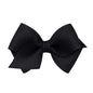 Wee Ones Girls' Classic Grosgrain Hair Bows with Plain Wrap Center, No-Slip Hair Clip, Handmade, Black, Wee