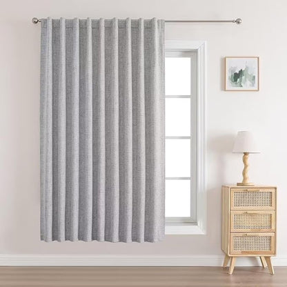 Joydeco 100% Total Blackout Curtains Custom Size for Bedroom Living Room Darkening Long Textured Drapes Thermal Insulated Back Tab & Rod Pocket 1 Panel(Light Grey,Custom Size)