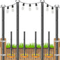 10Ft String Light Poles 4 Pack,Poles for Outdoor String Lights with Fork and Fence Clamp,Hanging Lights Metal Stand Post for Deck Patio Backyard Garden Decorations