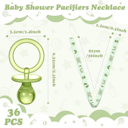 Geiserailie 36 Pcs Baby Shower Pacifiers Necklace Acrylic Pacifiers Necklace Charm Party Favors for Girls Boys Baby Shower Party Decorations Table Scatter(Green)