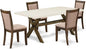East West Furniture X727MZ716-5 5 Piece Modern Dining Table Set Includes a Rectangle Wooden Table with X-Legs and 4 Dark Khaki Linen Fabric Parson Dining Chairs, 40x72 Inch, Multi-Color