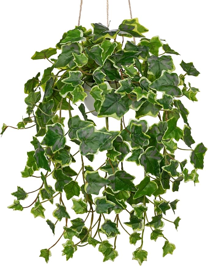 Hollyone Fake Hanging Plants with Pots, Artificial Potted Ivy Vine Faux Ivy Leaves Hanging Greenery Plants for for Home Ceiling Bedroom Living Room Garden Front Porch Table Shelf Wall Decoration