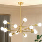 Sputnik Chandelier 12-Light, Mid Century Modern Height Adjustable Ceiling Light Fixture for Dining Room, Kitchen Island, Living Room,Bedroom-Gold