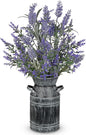 Artificial Lavender Flowers with Rustic Metal Vase 17 Inch Faux Lavender Plant Arrangement in Galvanized Planter Vintage Farmhouse Floral Decor for Home Office Kitchen Decor Wedding Table Centerpiece
