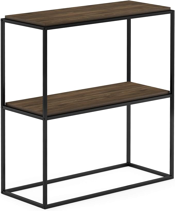 Furinno Moretti Modern Wide Stackable Metal Shelf, Columbia Walnut