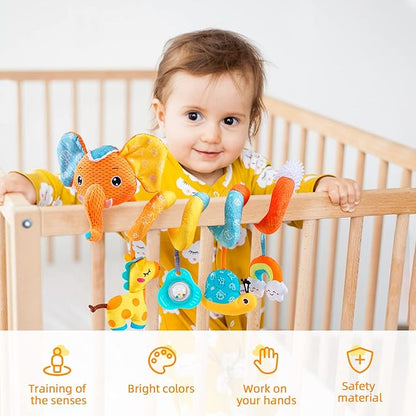Koty Car Seat Toys, Spiral Car Seat Toy for Infant, Baby Stroller Toys Hanging Crib Activity Toy for CarSeat Crib Bed Stroller, Elephant Hanging Rattle Gifts for Babies 0-6 Months (Orange Elephant)