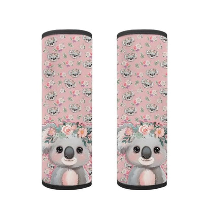 Biyejit Koala Flowers 2 Pieces Car Seat Strap Covers Soft Seat Belt Pads Cover for Kids Car Seat Straps Shoulder Pads Infant Stroller Strap Covers Seat Safety Belt Cushion for Boy Girls