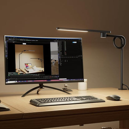 Honeywell HJ2 Sunturalux™ Clamp LED Desk Lamp, CRI≥97 Full-Spectrum Eye-Caring Light, 3 Color Modes & Stepless Dimming, 16" Flexible Gooseneck for Reading, Home Office, Art Creation (Black)