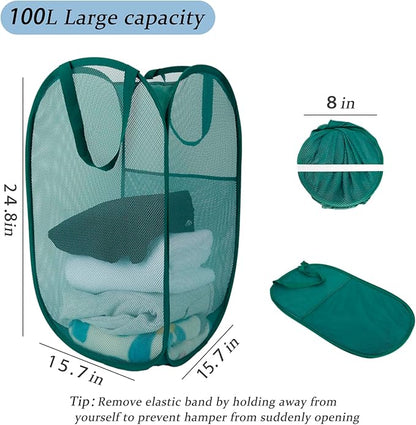 Upgraded 100L Extra Large Mesh Pop Up Laundry Basket