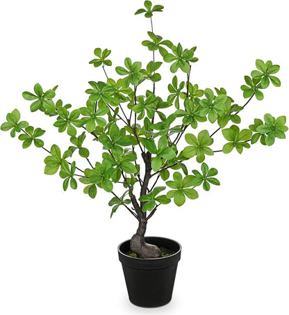 Artificial Plants Indoor with Pot, Faux Plants Indoor Tabletop, 21.6" Tall Fake Potted Plants, Silk Artificial Desk Plant Bonsai Tree for Home & Office, Farmhouse, Bedroom, Living Room Table Decor