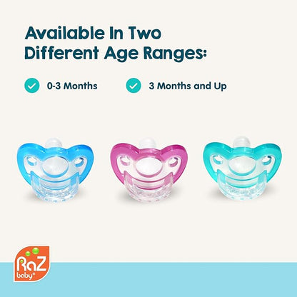 RaZbaby Jollypop Pacifier for Newborns & Up, USA Made, Natural Shaped Orthodontic Binky, Lovingly Shared in NICUs & Hospitals Worldwide, Medical-Grade 100% BPA-Free - 0-3 Months, 10 Pack - Teal