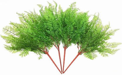CATTREE Artificial Shrubs Bushes, Plastic Fern Leaves Persian Grass Fake Plants Wedding Indoor Outdoor Home Garden Verandah Kitchen Office Table Centerpieces Arrangements Christmas Decoration 4 pcs