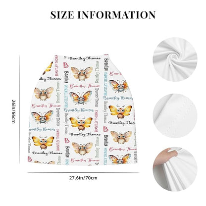 Personalized Baby Car Seat Cover with Name Stroller Canopy Custom Butterfly Carseat Cover Newborn Baby Boy Girl Nursing Cover for Moms First Birthday Gift