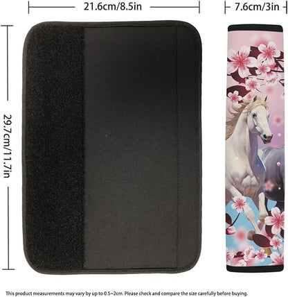 UNICEU Plum Blossom Horse 2 Packs Car Seat Strap Pads Universal Car Seat Belt Pads Cover Seat Belt Shoulder Strap Covers Harness Pad for Car/Bag
