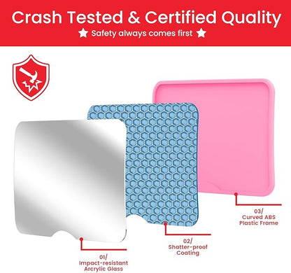 Baby Car Mirror, Safety Car Seat Mirror for Rear Facing Infant, Clear Wide View, Easily Observe the Baby Move, Secure, Shatterproof, Easy Install, Perfect (Pink)