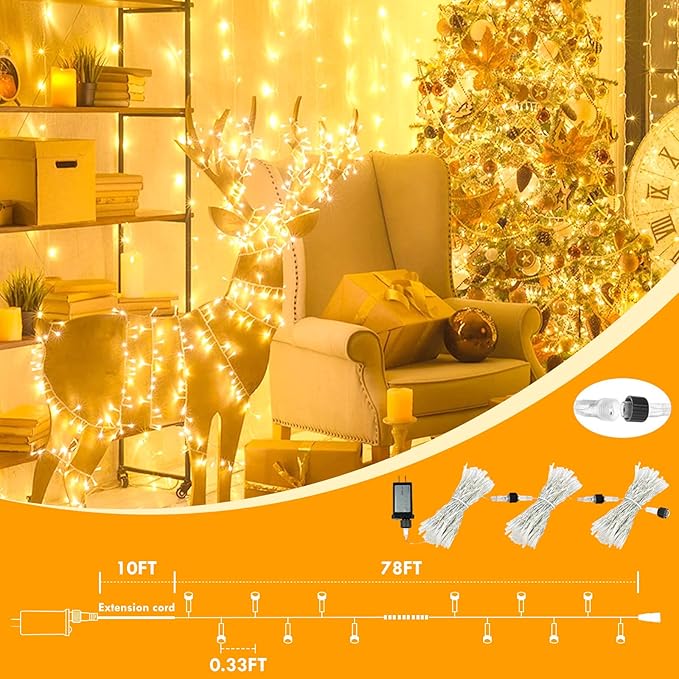 480LED 176FT Connectable String Lights Indoor Outdoor Clear Wire | Warm White Christmas Lights | Twinkle Fairy Light Plug in with Timer for Bedroom Classroom Wedding Tree Patio Decor (2 Pack)