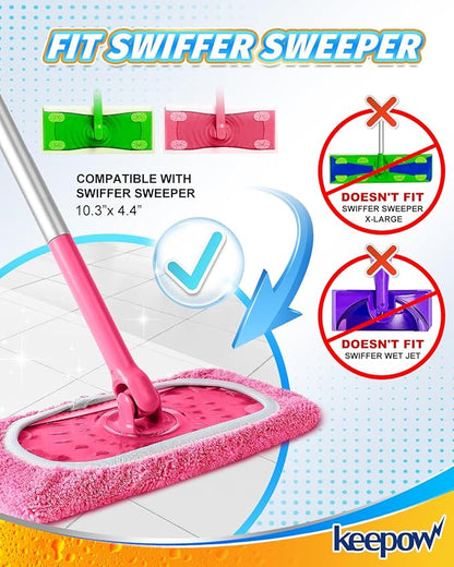 KEEPOW 4 Pack Reusable Mop Pads Compatible