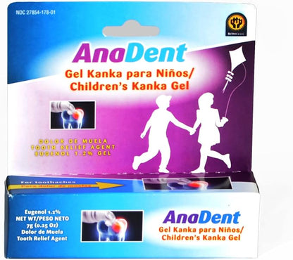 Children's Anadent Gel for Toothache & Gum Pain, Instant Pain Relief Gel for Kids & Babies, Made with Eugenol Plant-Based Ingredient to Relieve Teething Pain or Toothaches, 7g (0.25 oz)
