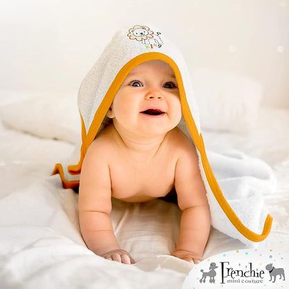 Frenchie Mini Couture, Hooded Bath Towels for Babies, 80% Cotton/20% Polyester, Wild Animal Design Baby Bath Towel Set, Boy, Pack of 3