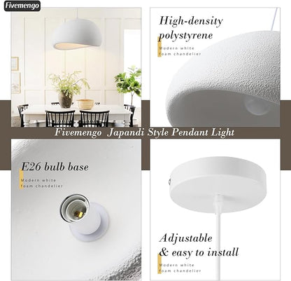 15.7in Wabi Sabi Pendant Light, Kitchen Island Lighting Fixture Ceiling Mount Japanese Lamp Japandi Chandelier for Dining Living Room Hallway Bedroom Restaurant Hanging Lamp, White 1 Pack