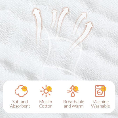 VitalCozy 8 Pcs Baby Muslin Hooded Bath Towels and Washcloths, Muslin Hooded Baby Towels Absorbent Blankets for Gift Newborn Infant Shower (Grey,Blue)