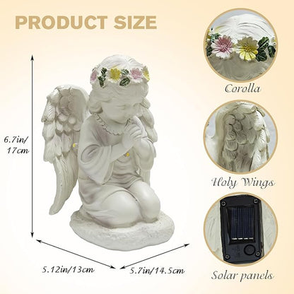 Solar Garden Outdoor Angel Statues - Outdoor Angel Sculptures Garden Decorations with Waterproof Led Lights for Patio, Balcony, Yard, Lawn Ornament - Unique Decor Gifts for Mom Grandma Women