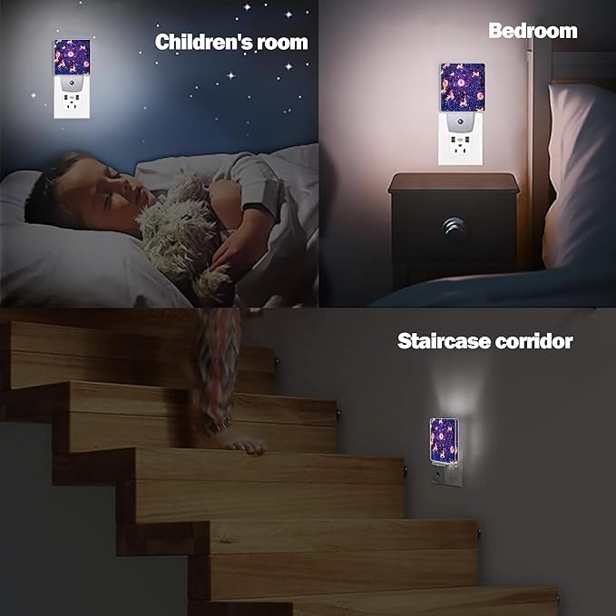 Christamas Decor Night Light, Galaxy Animals Plug into Wall with Dusk to Dawn Light Sensors, Warm Nightlights for Bedroom, Bathroom, Hallway, Kitchen, Gifts Ideal for Boys Girls Women Men