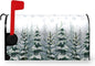 Winter Cedar Magnetic Mailbox Cover Snowy Forest Mailbox Wrap Pine Tree Snowflake Nature Landscape Mail Post Letter Box Cover for Christmas Holiday Garden Yard Decor Standard Size 18" X 21"