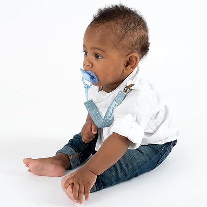 BooginHead by Infantino PaciGrip 2-Pack Pacifier Clips – Universal Fit, Gentle on Clothes, Keeps Pacifiers Clean & Close, Ages 0-36 Months, Blue Arrows