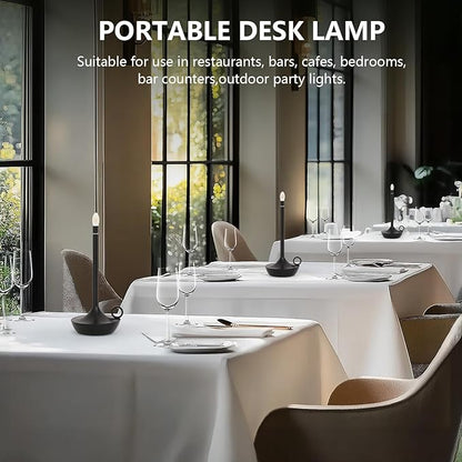 ModernPortable Table Lamp CordlessLED Desk Lamps, 3 Colors Stepless Dimming Rechargeable Battery Operated Lighting for Bedroom Dining Room Restaurant Coffee Shop Camping Night Light (Black)