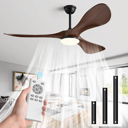 60 in Ceiling Fan of 7400+CFM High Airflow with Light & Mute Remote Control,Outdoor/Indoor Ceiling Fan with 3 Blades Noiseless Reversible DC Motor 6 Speeds with 3 CCT and Timer for Living Room Patios