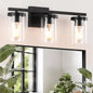 20in Bathroom Light Fixture Over Mirror, 3-Light Matte Black Vanity Lights with Clear Glass Shades, Modern Wall Sconces for Living Room, Bedroom, Hallway, E26 Base