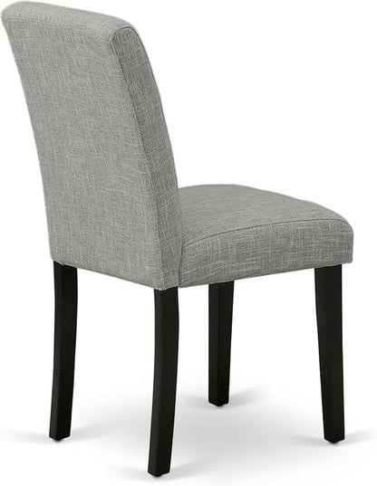 East West Furniture V696AB106-6 6 Piece Modern Dining Table Set Contains a Rectangle Wooden Table with V-Legs and 4 Shitake Linen Fabric Parson Chairs with a Bench, 36x60 Inch, Multi-Color