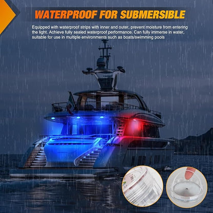 Nilight Marine Boat Light 4 PCS 10LED RGB Wireless Cabin Ambiance Multi Color Exterior Deck Lights Remote Control Submersible for Pontoon Sailboat Yacht Skeeter Fishing Bass Boats