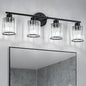 Crystal Bathroom Light Fixtures, Bathroom Lighting Fixtures Over Mirror, Modern Black 4-Light Vanity Lights for Mirror, Restroom, Bedroom (Ceramic E26 Socket,Bulbs Not Include)