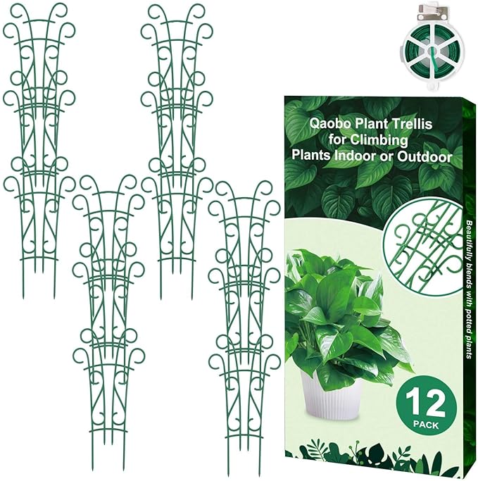 Plant Trellis for Potted Plants 12 Pack Stackable Indoor Outdoor Climbing Houseplant Support with Garden Wire for Pothos Hoya Ivy Flower
