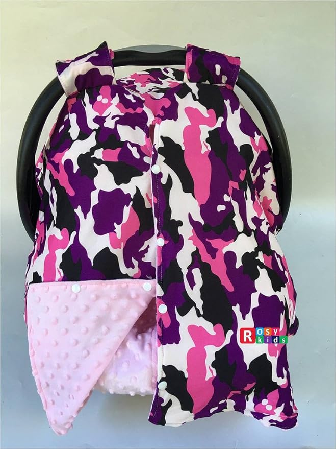 Rosy Kids Purple Camo Baby Pink Infant Car Seat Cover & Canopy Cover Kit, Universal Fit, Polyester, Nylon, Not Water Resistant