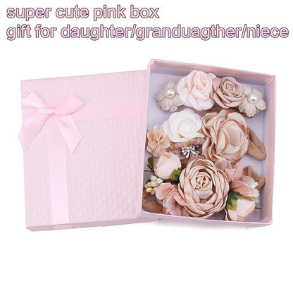 Baby Girl Headbands Nylon Flower Elastic Hairbands 3pcs Hair Accessories Gift for Newborn Infant Toddlers (YM1)