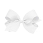 Wee Ones Girls' Classic Grosgrain Hair Bows with Plain Wrap Center, No-Slip Hair Clip, Handmade, White, Large