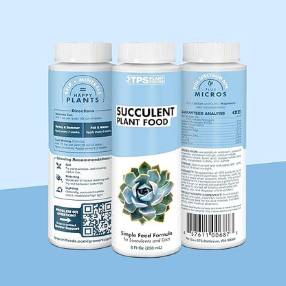 Succulent Plant Food for Succulents, Cactus, Jade and Aloe, Liquid Houseplant Fertilizer 8 oz (250mL)