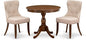 East West Furniture AMSI3-AWA-04 3 Piece Dining Set for Small Spaces Contains a Round Kitchen Table with Pedestal and 2 Light Tan Linen Fabric Parson Chairs, 36x36 Inch, Walnut