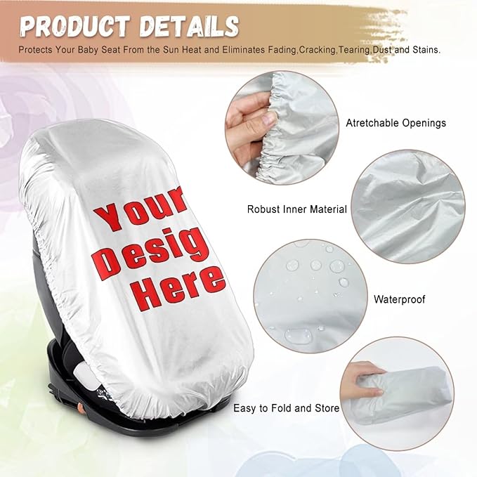 Custom Design Baby Car Seat Cover, Keeps Toddler Cool, Fits Most Car Seats, Easy Installation, Space-Saving Design