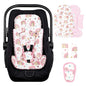 Pea Pod Infant Car Seat Insert with 3 Strap Covers, Reversible Baby Car Seat Head and Body Support, Minky Dot Newborn Carseat Insert for Preemie (Cute Rainbow)