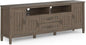 SIMPLIHOME Lev SOLID WOOD 72 Inch Wide Contemporary TV Media Stand in Smoky Brown for TVs up to 80 Inches, For the Living Room and Entertainment Center