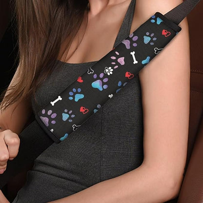 UNICEU Rainbow Dog Paw 2 Piece Car Seat Belt Cover Soft Seatbelt Shoulder Protection Pads for Women Men,Universal Fit Most Vehicle,Backpack