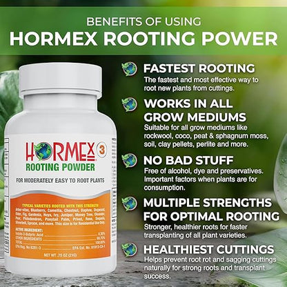 Hormex Rooting Powder #3 & Rooting Cubes Combo - Rooting Hormone for Semi-Softwood Cuttings & Organic Peat Moss Coco Plugs - Fast, Healthy Root Growth for Propagation, Hydroponics, & Seed Starting