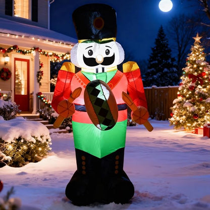 TRMESIA 4FT Christmas Inflatable Nutcracker Indoor Outdoor Decoration, LED Light Garden Yard Lawn Xmas Blow up Decor, Easy Storage for Stress Free Christmas Outdoor Blow up Decorating