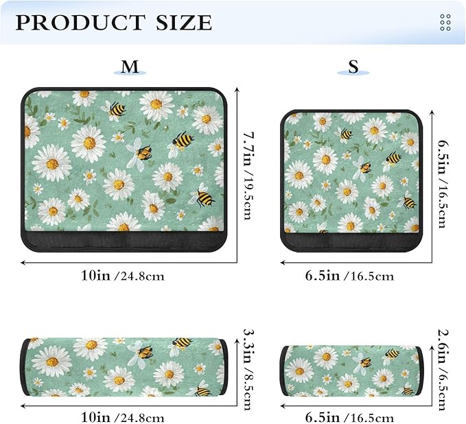 2 Pack Seatbelt Covers Seat Belt Cover Pad for Adults Boys Girls Car Seat Strap Covers Pads Cushion Universal Shoulder Strap Pad Protector for Backpack Camera Bag 10x7.7Inch Mint Green Daisy Flowers a