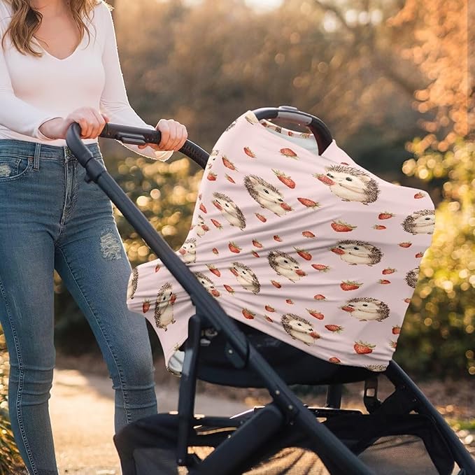 AFPANQZ Hedgehog Nursing Cover Breastfeeding Scarf Baby Car Seat Covers Infant Stroller Cover Carseat Canopy for Girls and Boys Lightweight Breathable for Outdoor Walking Traveling